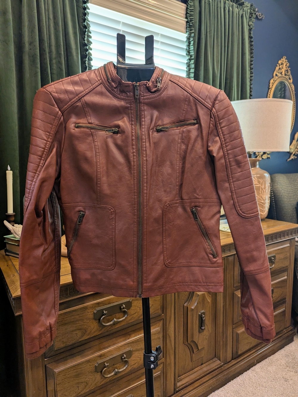 Maralyn & Me Brown Leather Moto Jacket